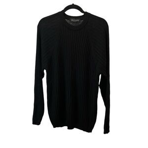 Brandini Men's Size L Crewneck Long Sleeve Ribbed Sweater 100% New Wool Black